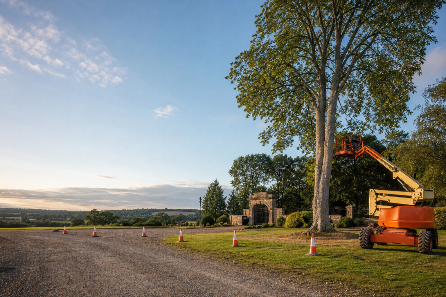 Clean, professional tree surgery worksite, site left tidy after job completion